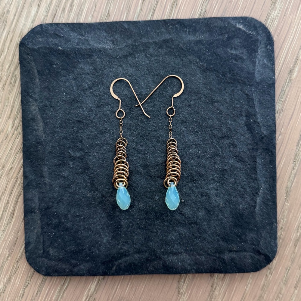 Limbo Jewelry Gold Wire and Chalcedony Earrings